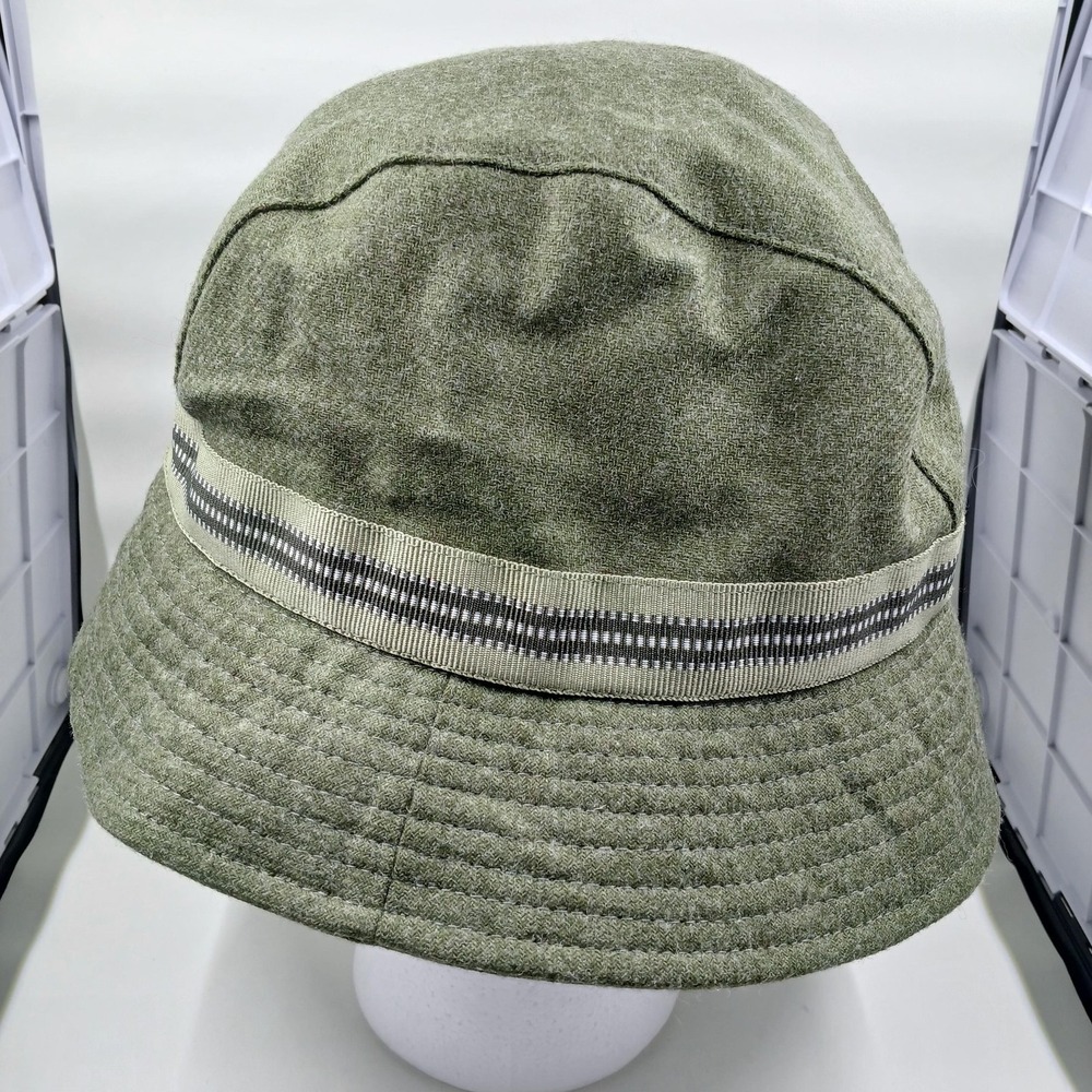 Liz Claiborne Hat Bucket‎ Cloche Olive Green Wool Blend Ribbon Band Bow Womens - Picture 4 of 8